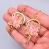 Natural Opal Gold Finish Dangle Sisters Gift Electroformed New Earrings Jewelry V-73