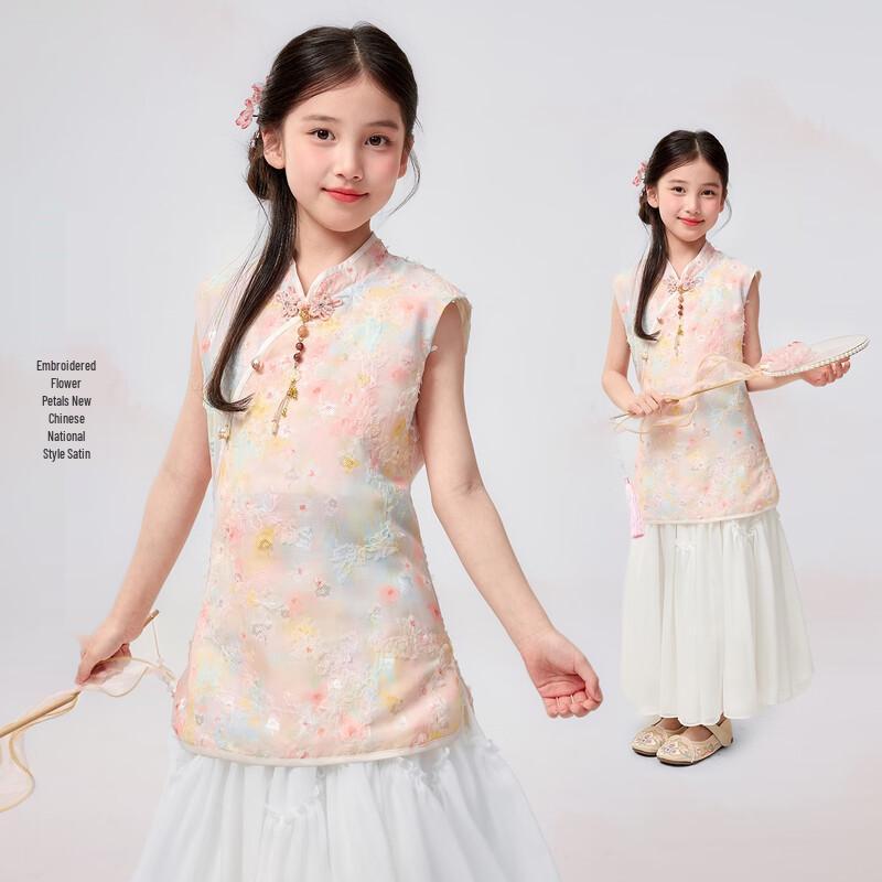 Girl s Floral Sleeveless Stand Collar Top 110