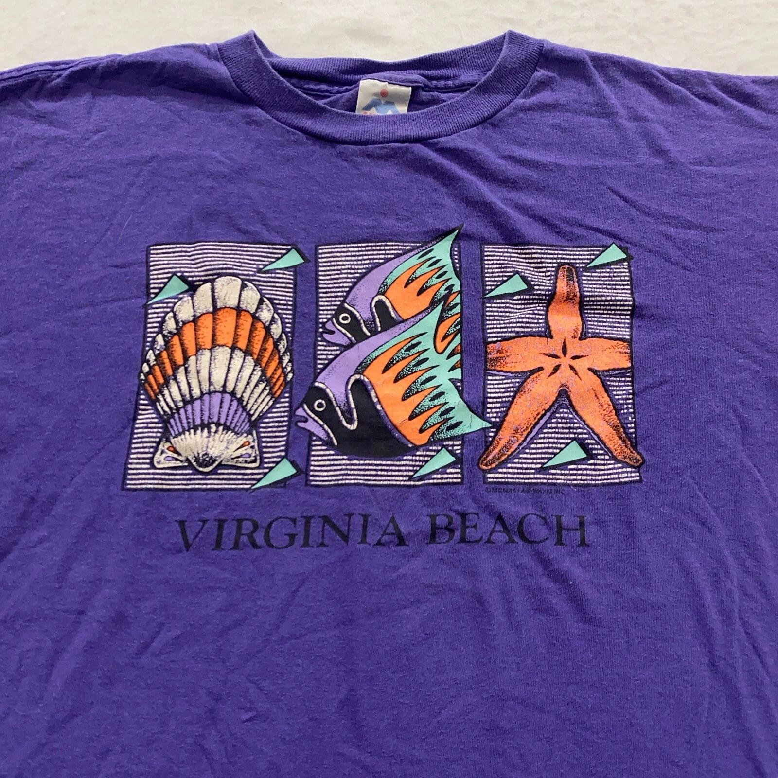 

vintage 90s VIRGINIA BEACH T-Shirt LARGE soft surf beach ocean nature S