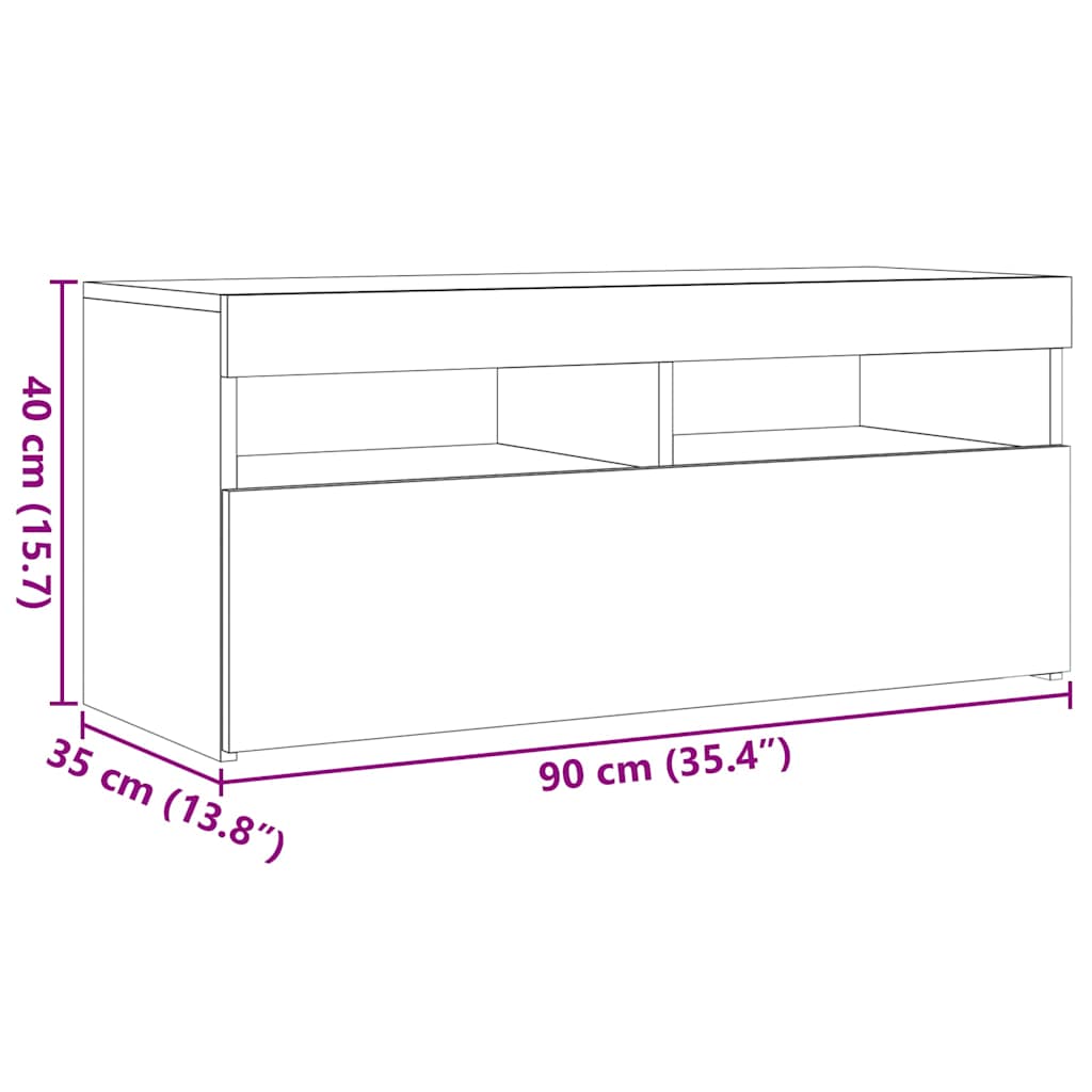 Moderne Retro-TV-Konsole, hängende TV-Konsole, Klapptür-Schränke, 90x35x40 cm