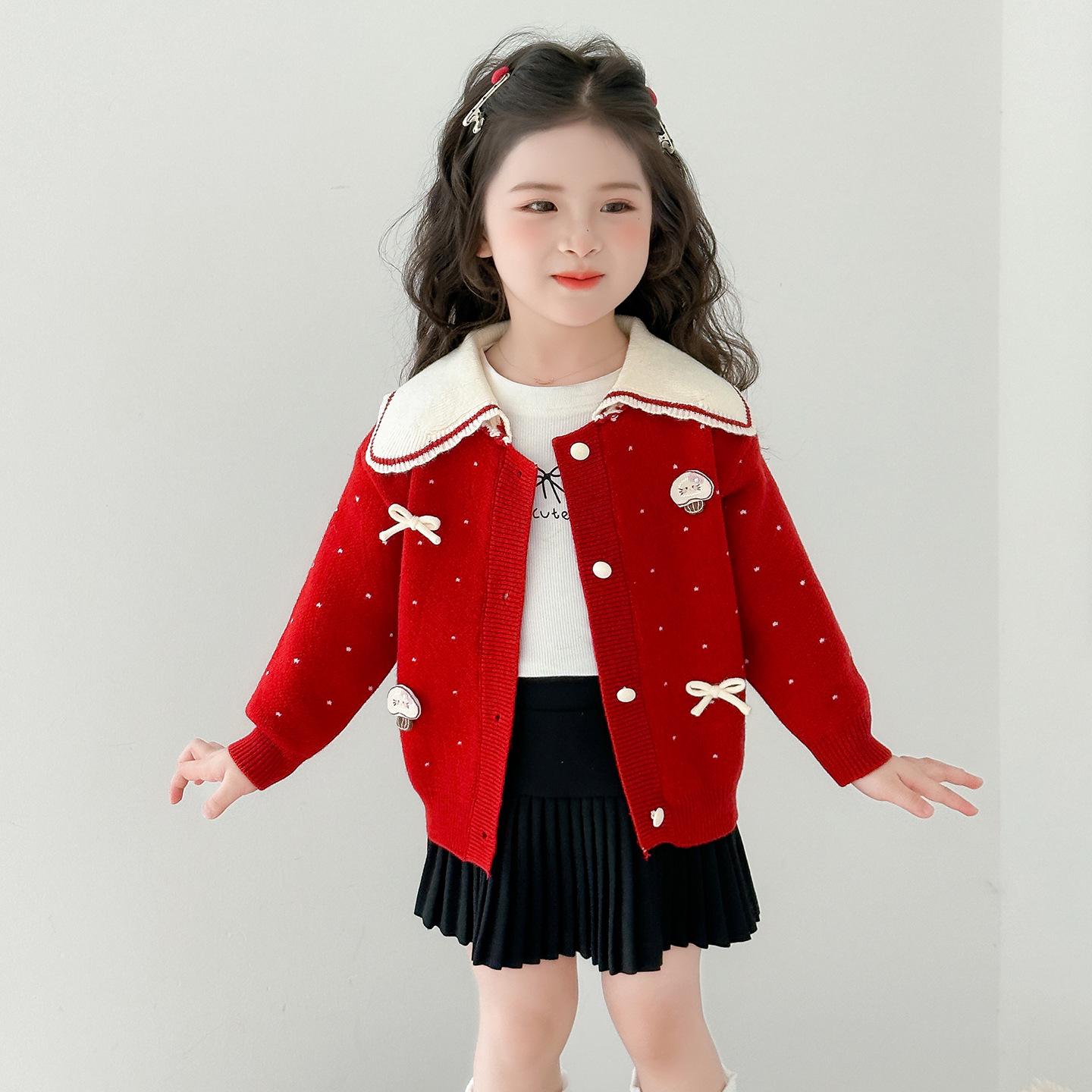

2025 New Korean-Style Girls Knitted Wool Sweater - Spring/Autumn Collection 130 cm