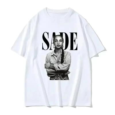 90er Sängerin Sade Print Grafik T-Shirt Unisex Damen Sommer Hip Hop Vintage 100% Baumwolle T-Shirts Übergroß Streetwear Y2K T-Shirt