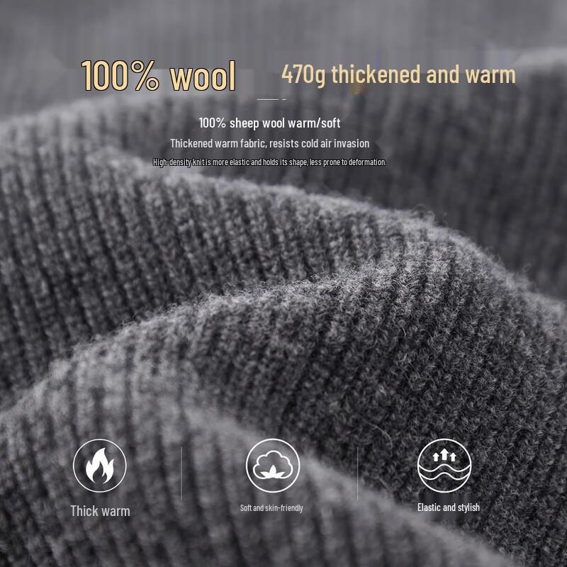 Shanshan Men's Thick Pure Wool Zipper Stand Collar Cardigan