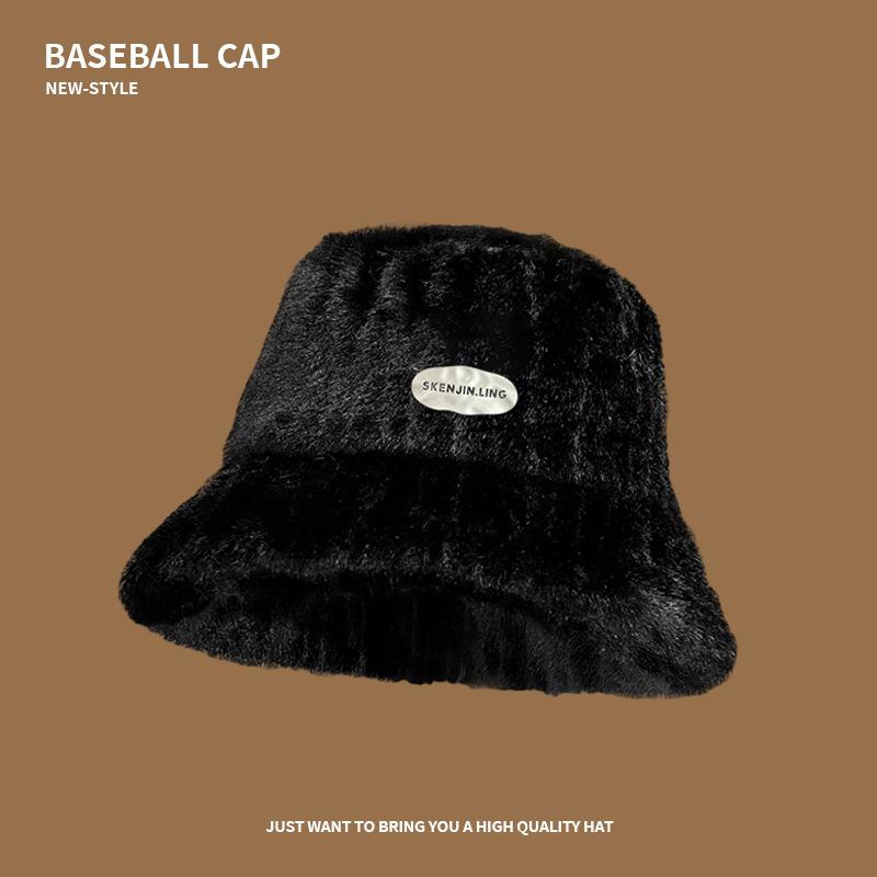 

Winter fisherman s hat children fleece thickened warm plush ear protector basin hat big head circumference showing face small bucket hat adjustable