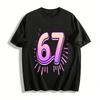 Gradient Number 67 Trendy Casual Printed Top Pure Cotton T-shirt