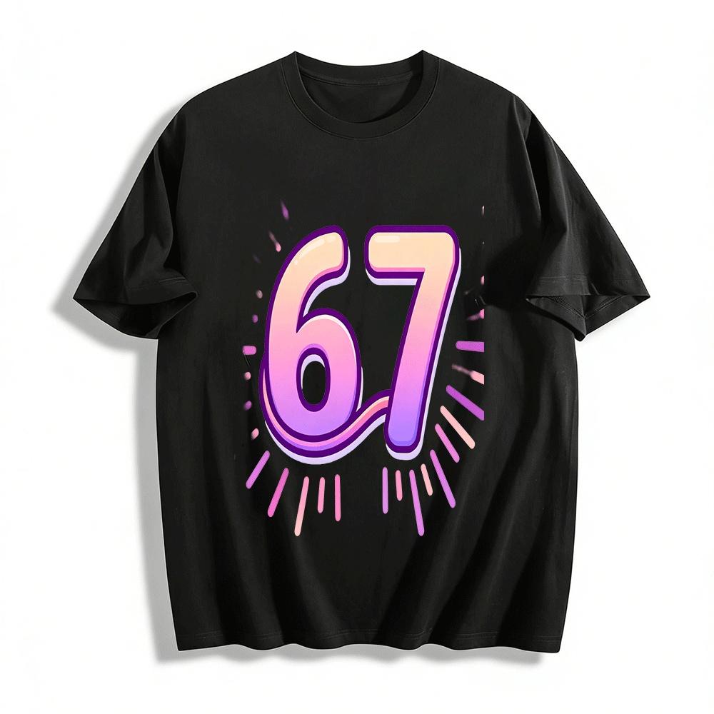 

Gradient Number 67 Trendy Casual Printed Top Pure cotton T-shirt XXS