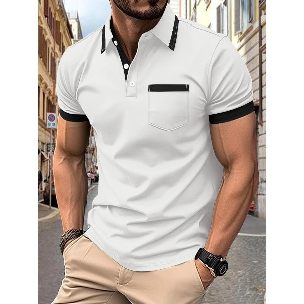 

New men s polo shirt with chest pocket: plain, casual and stylish short-sleeved T-shirt M белый