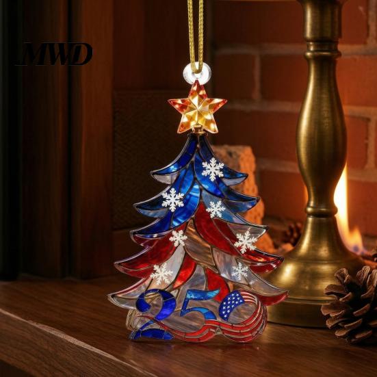 Decorative Window Entrance Pendant 250 Anniversary USA Christmas Ornament, America Years Patriotic Tree Party Gift Decoration, 1776-2026 2D