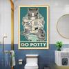 Retro Kitten Cartoon Canvas Painting Bathroom Toilet Poster Toilet Children's Room Decoration Painting for Modern Living Room Asian Style Home Decor