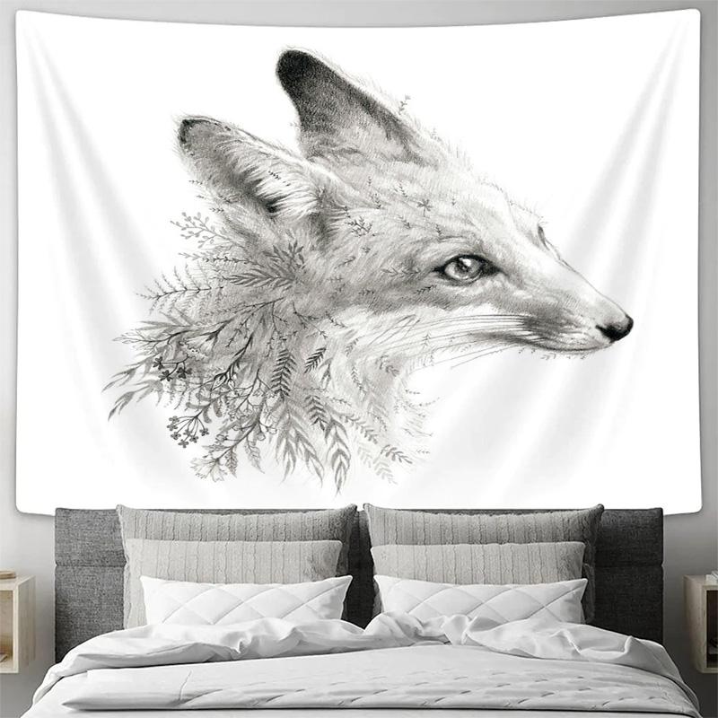 Botanical Fox Tapestry Wall Hanging Nature Forest Animal Home Decor Room Aesthetic Vintage Tapestry Dorm Wall Art Gift