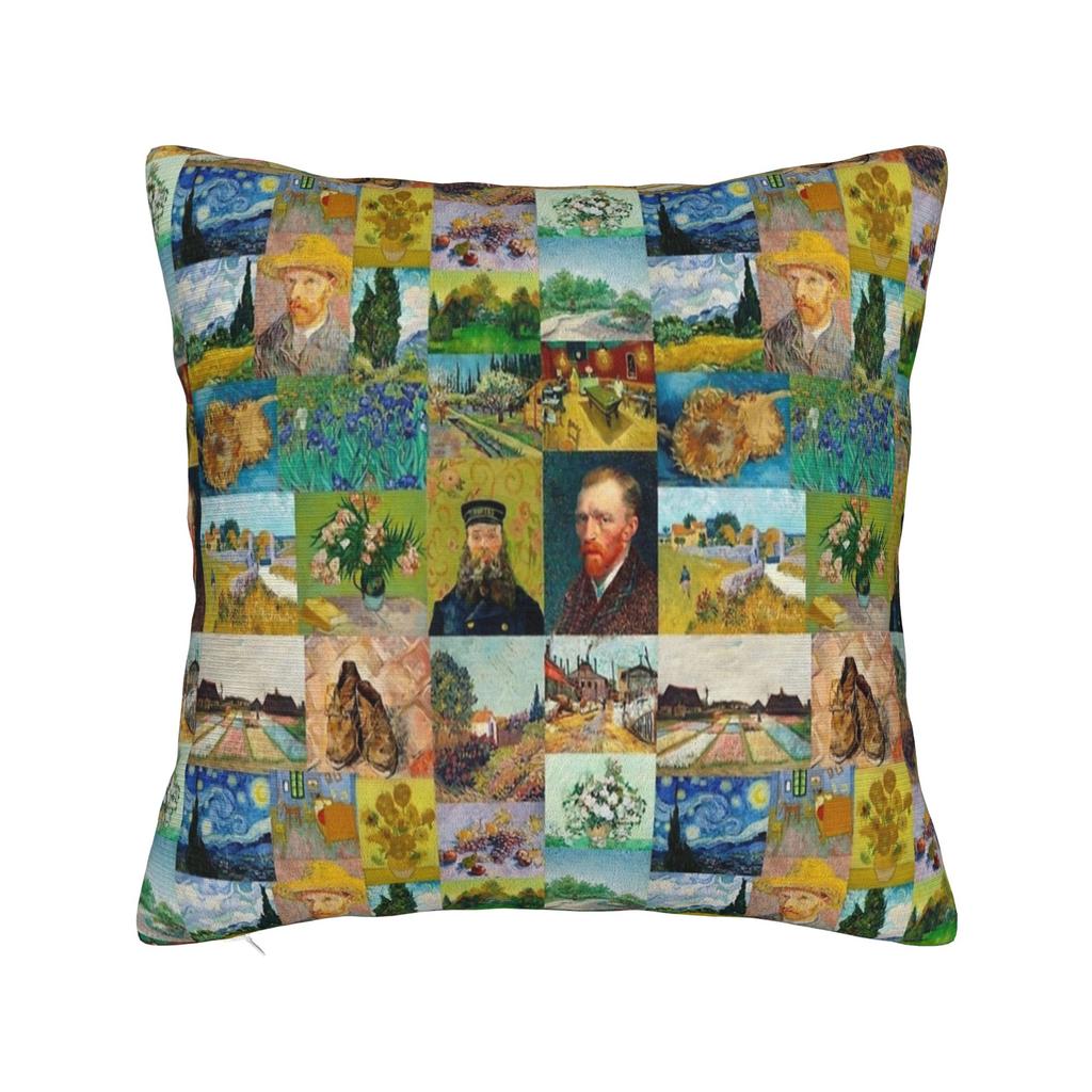 Van Gogh Wheatfield with a Reaper Pillowcase Cushion Cover Gift Oil Painting Throw Pillow Case Cover Home Wholesale 45*45cm