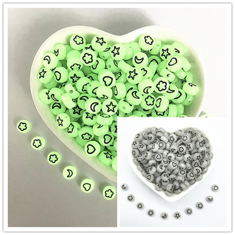 100 Stück 7x4mm A-Z Leuchtende Perlen Buchstabenperlen Acryl Abstandshalter Perlen Für Schmuckherstellung DIY Anhänger Armband