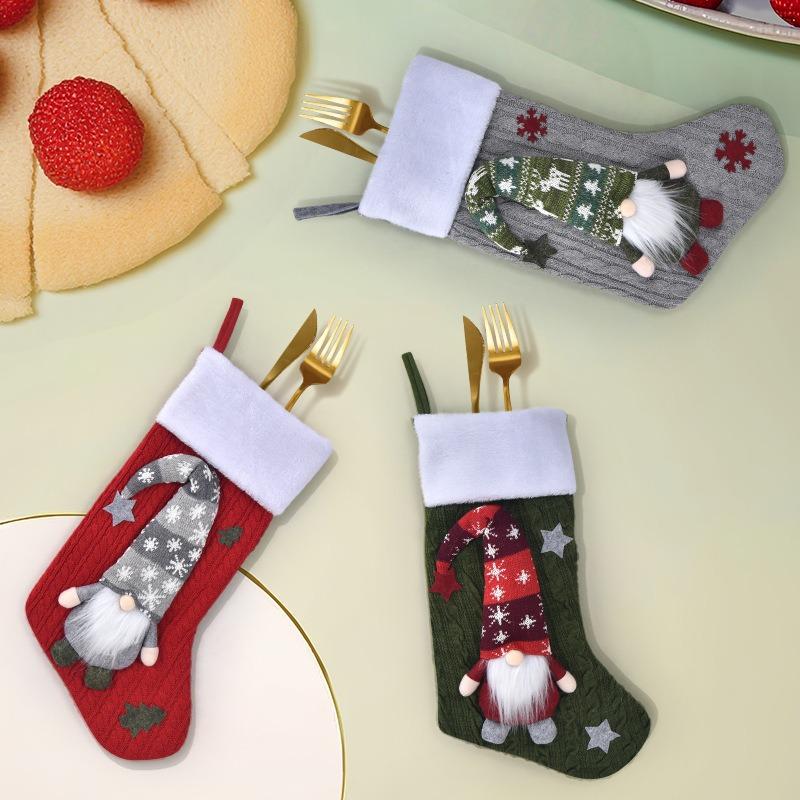 New Christmas Decoration Knitted Rudolph Christmas Stockings Christmas Gift Pendant Home Mall Decoration