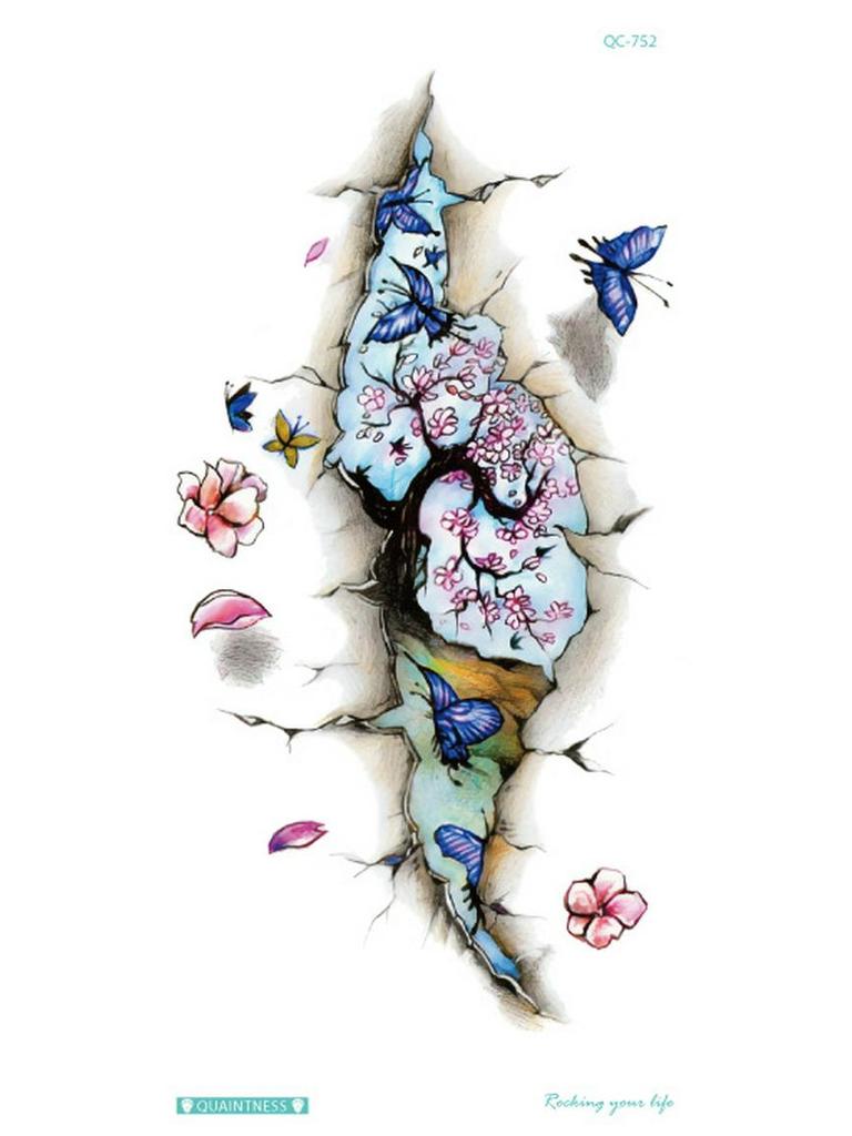 Neue 3D Wasserdichte Blumen Tattoo Aufkleber - Einweg und Original Design