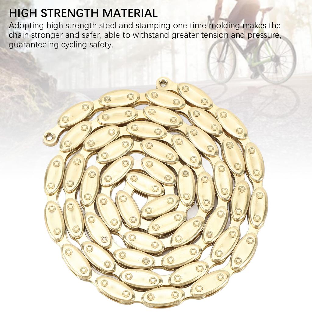 Bike Chain High Strength Single Speed 100 Link Gold Olive Bike Chain for Fixed Gear for BMX Bike