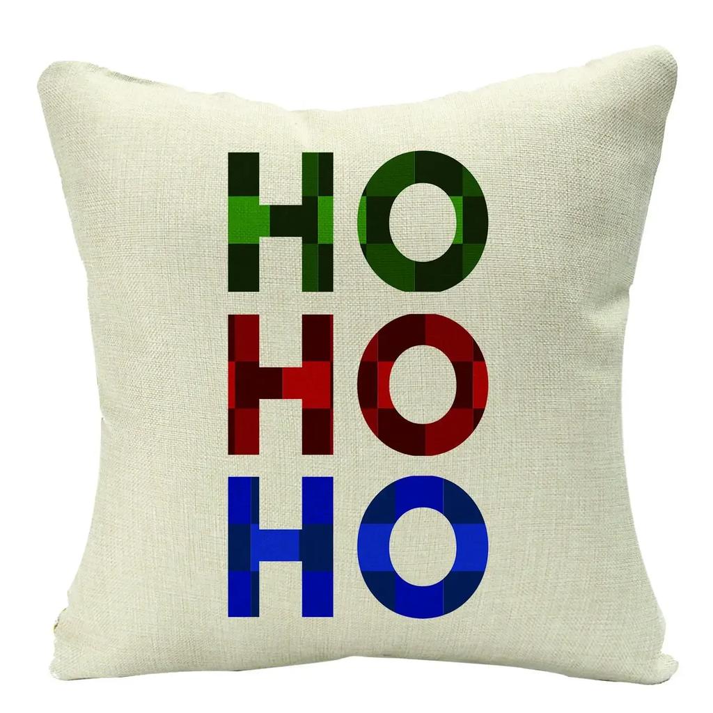 2022 Merry Christmas Home Decor Cushion Cover 45x45cm Cute Animals Cartoon Printed Throw Pillow Cover Xmas Decorative Pillowcase