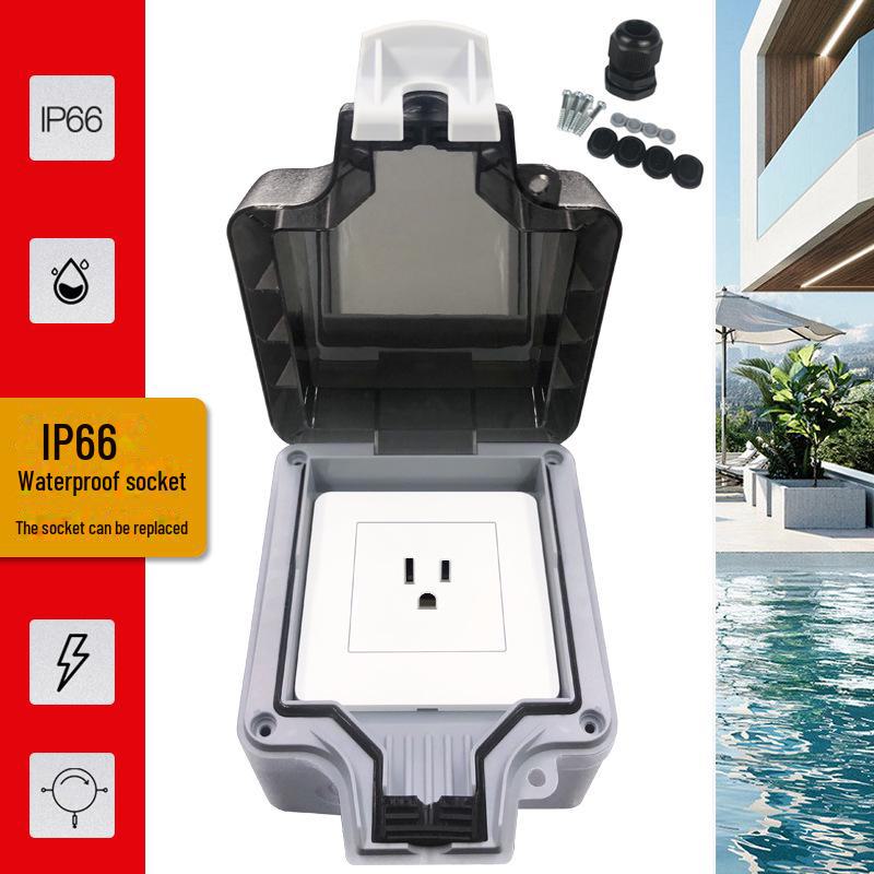 

Outdoor IP66 Waterproof American Japanese 3-Hole Splash-Proof Power Socket with Switch