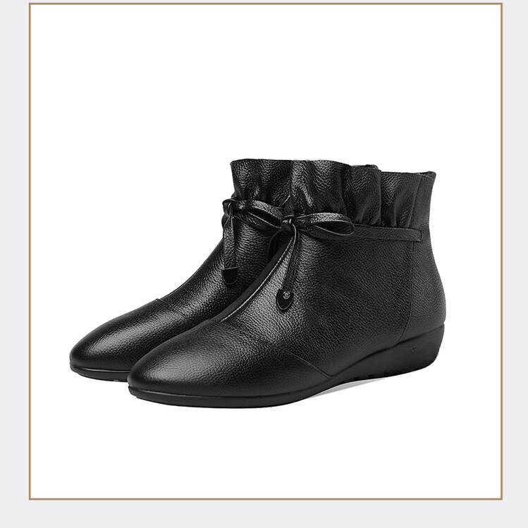 Fashion Women's Autumn Winter New Bow Solid Color Short Boots European American 2024 Fashion Size 34-44 3cm Thick Sole Ankle Boots