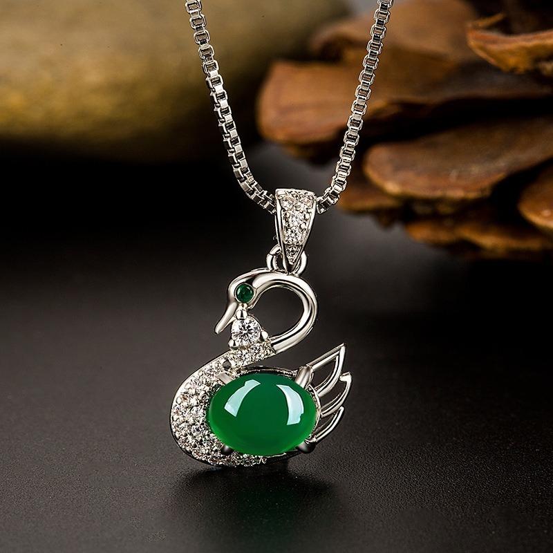 SACE GEMS Classic Copper Alloy Zircon Women The Swan Pendant Necklace Fashion Gift