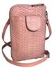 GUODI 3-Wege Python Echtleder Umhängetasche mit Münzbörse für Damen und Herren (HLB-10319) in Schwarz und Pink. Unisex Schlangenleder Smartphone-Tasche.