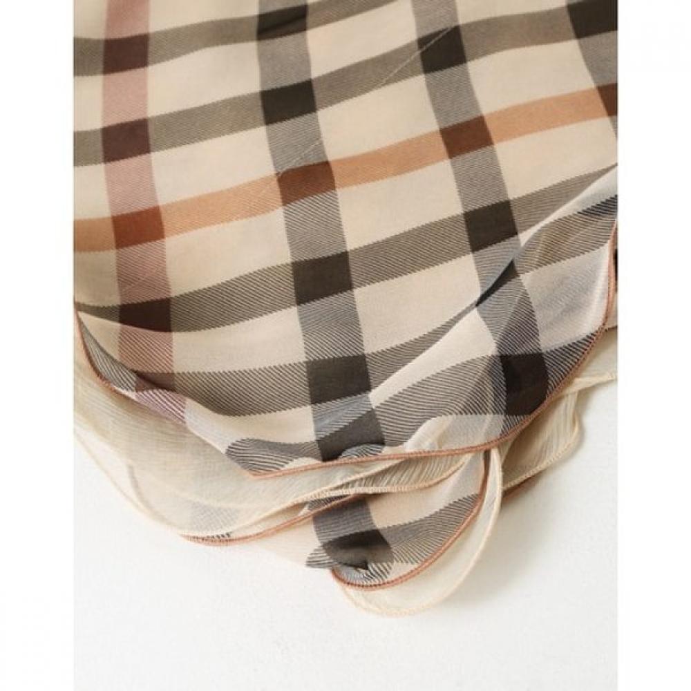 Daks Brown Check Long Silk Scarf Dcsc5f290w2