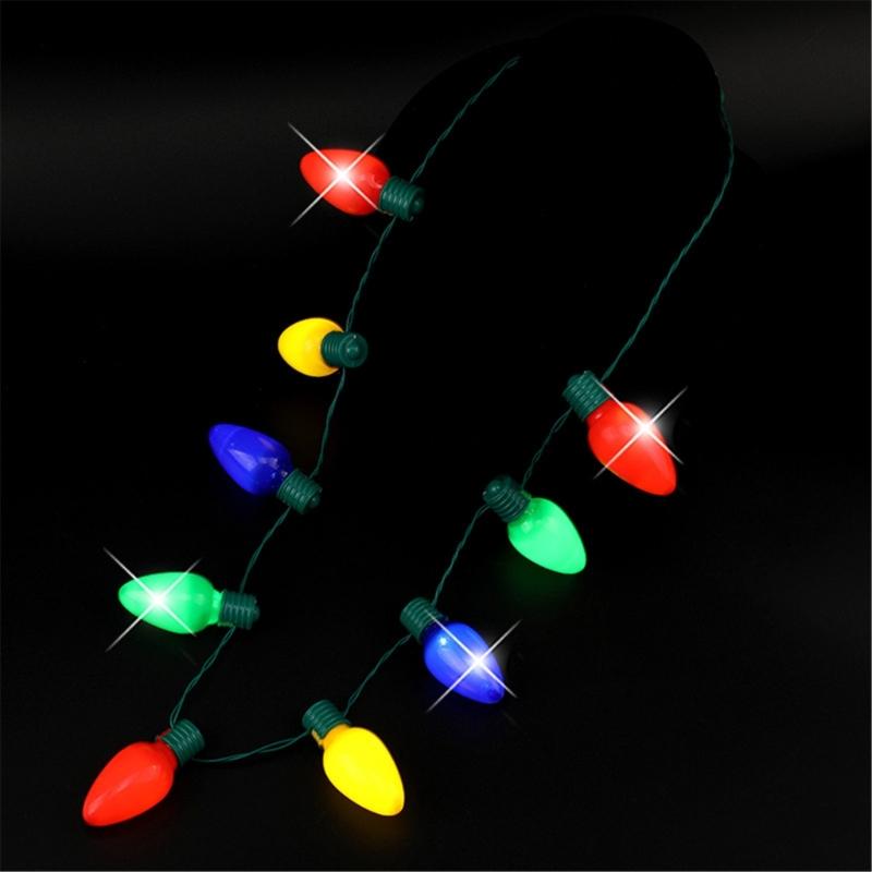 Christmas Light Up Led 9 Colors LED Light Up Bulbs Necklace Christmas Bulbs Necklace for Christmas Party Favor Supplies
