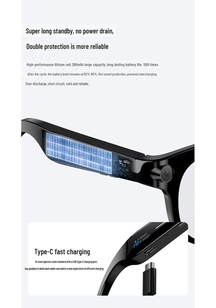 M89 WheatAI Smart Glasses: Bluetooth Calling, 200W Pixel Camera, Anti-shake, AI Translation, Music Playback
