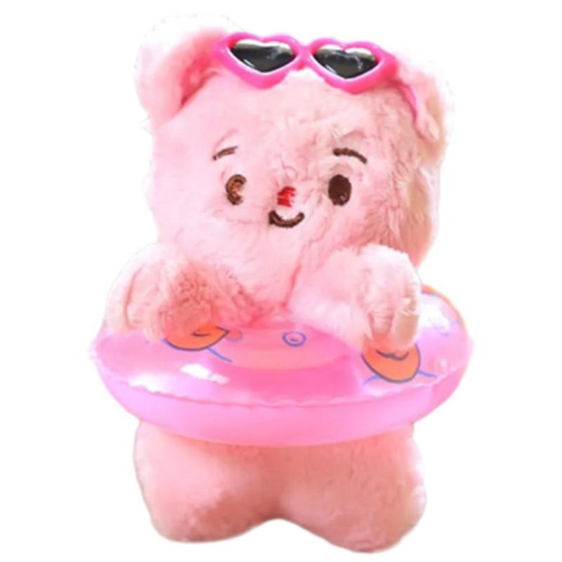 Butter Bear with Swimming Ring Charm for Keyring and Bag Decoration Plush Keychain Animal Pendant Key Chain Accessories
