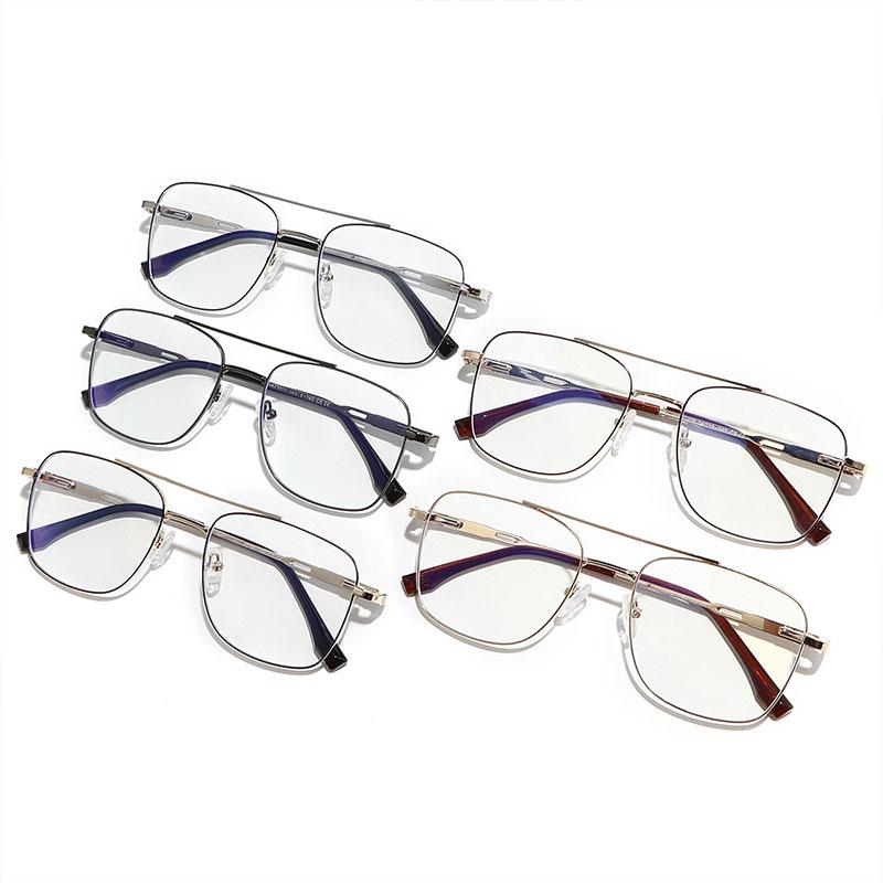 Neue Herren-Myopiebrille Metall Doppelsteg-Brillengestell Astigmatismus Geschäftsleute Brille Rechteckig Korrektionsbrille