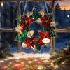 Decorative Bow Ornaments Acrylic Christmas Garland Pendant Double-sided Wreath Hanging Ornament Lightweight Double Sided Printed Decor with Lanyard