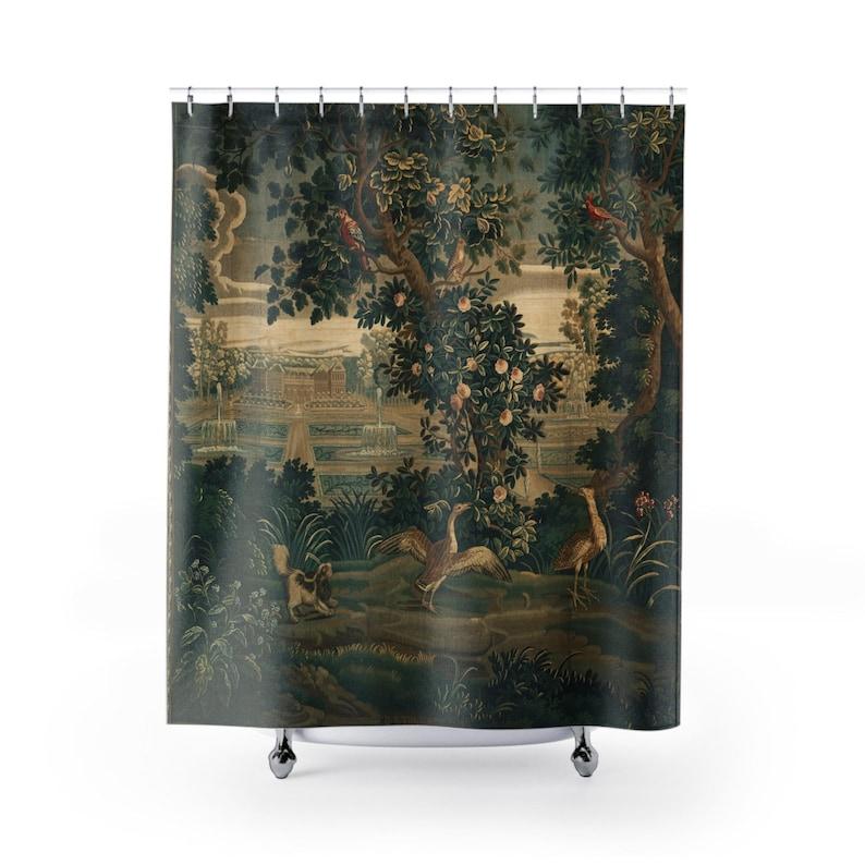Tenda da Doccia Arazzo Verdure Francese - Arredo Bagno Retrò Vintage, Accessori per Home Spa