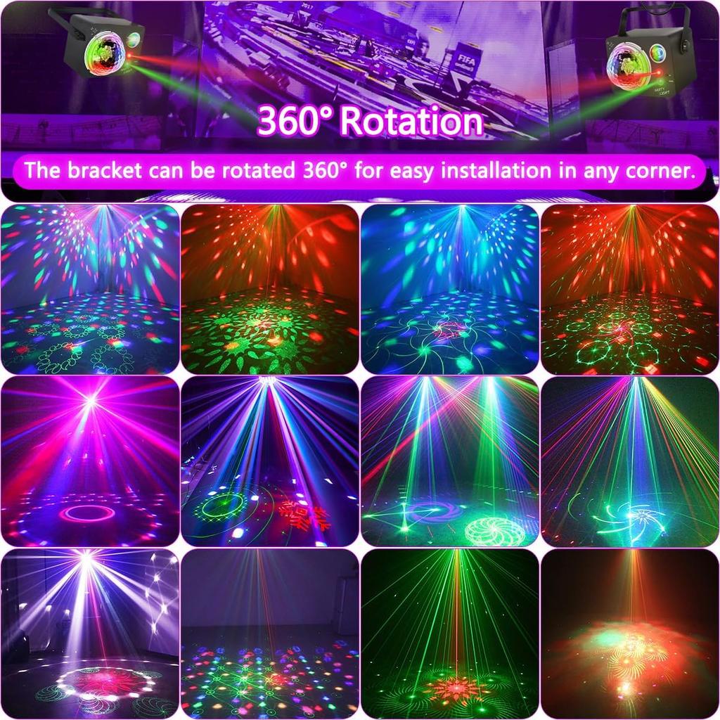 4 in 1 Disco Light Party Light with Remote Control Music Control Strobe LED Sound Control Stage Disco Light, 2 m USB Cable Party Lights Disco Ball