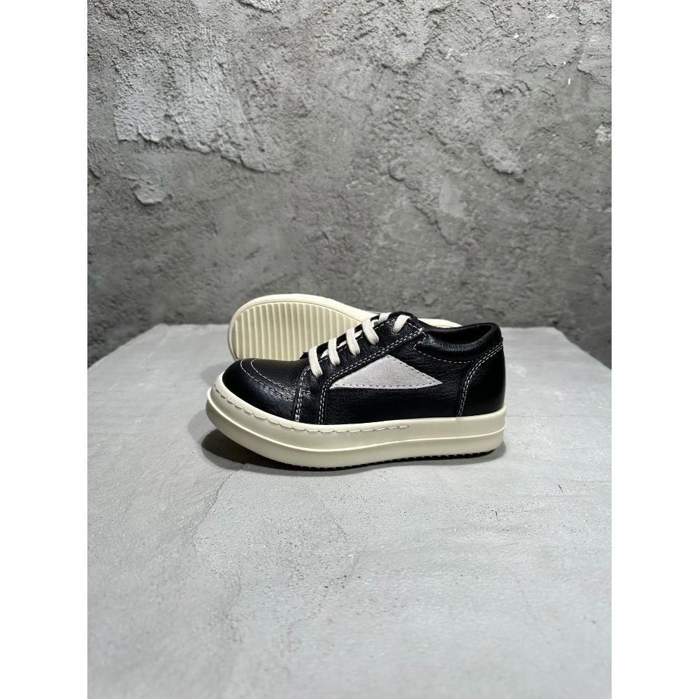 Kids Sneakers Girls Boys Leather Children Shoes Luxury Lace Up Casual Spring Streetwear Black White Boots