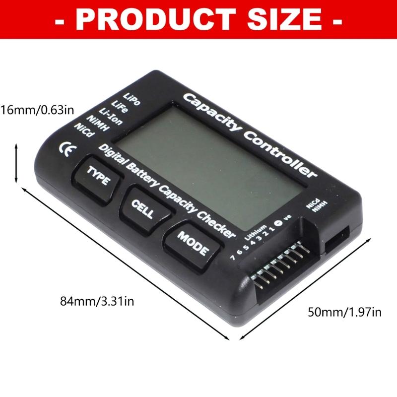 LCD Battery Voltage Tester for Lithium Polymer LiFeNiMH NiCd Batteries with 2.1'' Display Screen