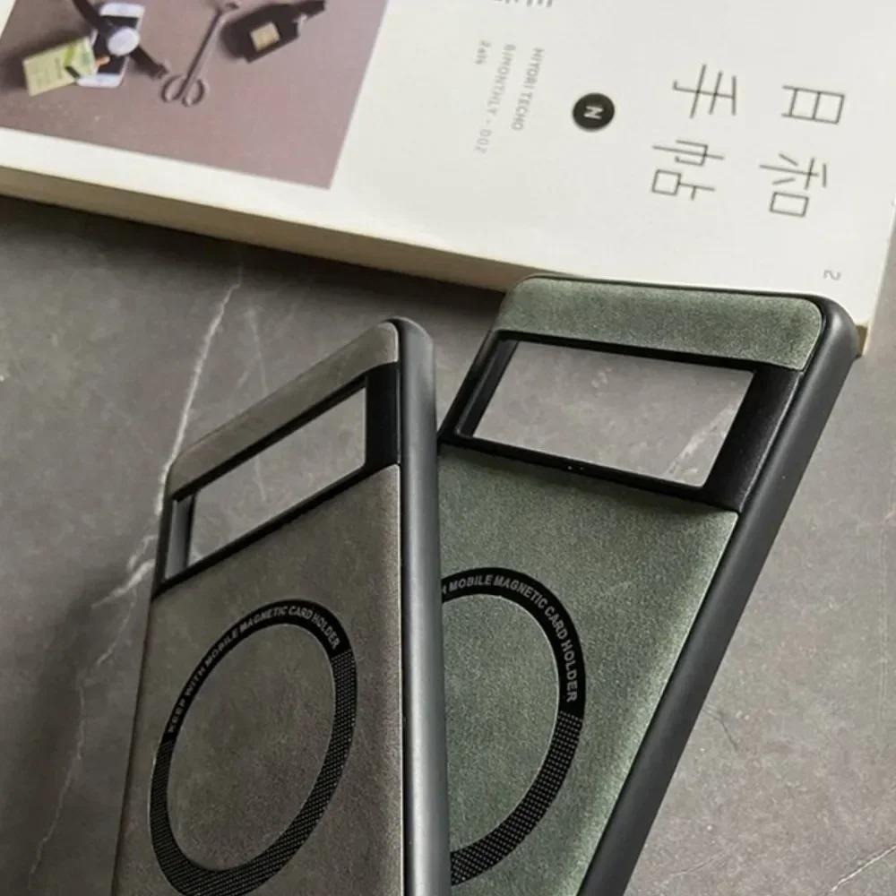 Vintage Solid Color Soft Leather Case for Google Pixel 10 9 8 7 6 A Pro XL Shockproof Magnetic Wireless Charging Skin Feel Cover