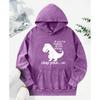 You If Youre Know Happy It Dinosaur Print Washed Hoodies Loose Streetwear Allmatch Cotton Hoody Autumn Women Pullover