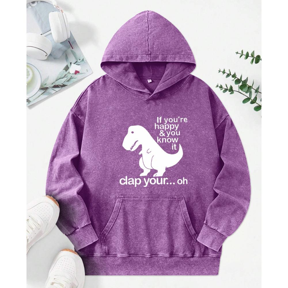 

Если ты счастлив, ты это знаешь. Толстовки с принтом динозавра, выстиранные, свободный уличный стиль, хлопковая толстовка на все случаи жизни, женский пуловер на осень 3XL