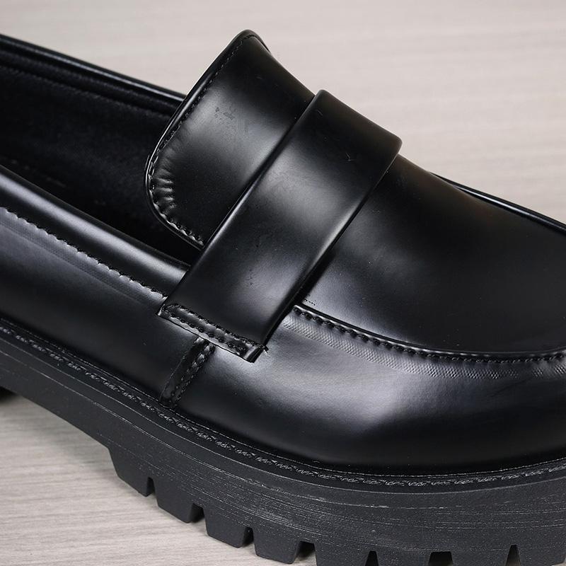 British Style Platform Loafers Women 2024 Plus Size Round Toe Single Shoes Woman Thick Bottom Pu Leather Shoes