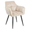 Velvet Chair with Armrests, Beige, Modern Black Legs, Furnitex