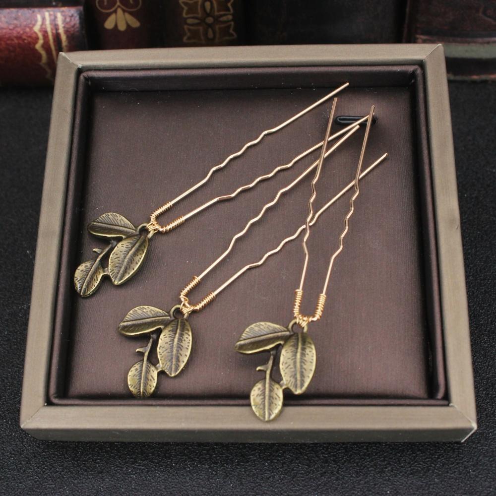 

3PCS Bridal Wedding Hair Accessories Gold Color Leaf Hair Pins for Women Bride Hair Clip Pins Female Headpiece Headdress Gifts