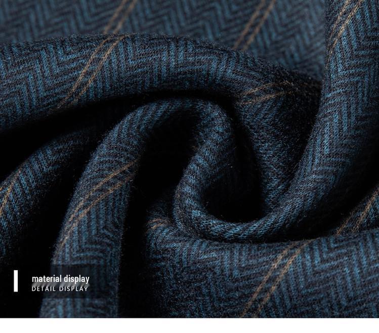 Herren Luxus Gestreift Kaschmir Seide Langarm Business Casual Hemd