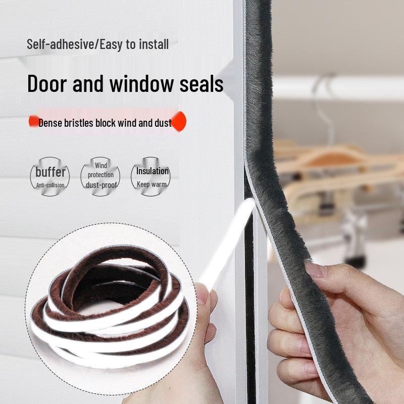 Dinggu Self-Adhesive Weatherstrip: 5m/10m Sliding Door and Window Seal, Dustproof, Anti-Collision, Mosquito Proof.