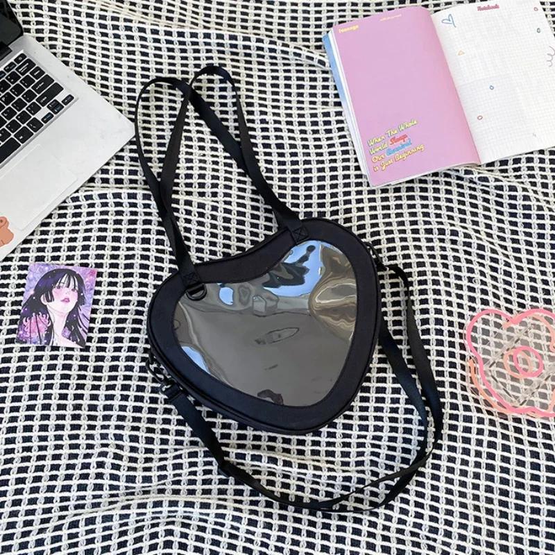 Love Heart Transparent Itabag Women JK Uniform Crossbody Bag Girls Purse And Handbag