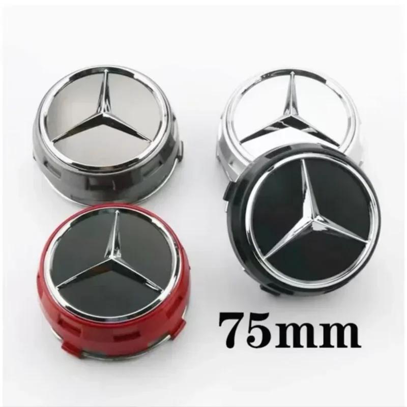 lmjp5 4pcs 75mm Black Grey Raised Car Styling Wheel Center Cap Hub Covers Badge Mercedes Benz AMG A0004000900 Car Accessories