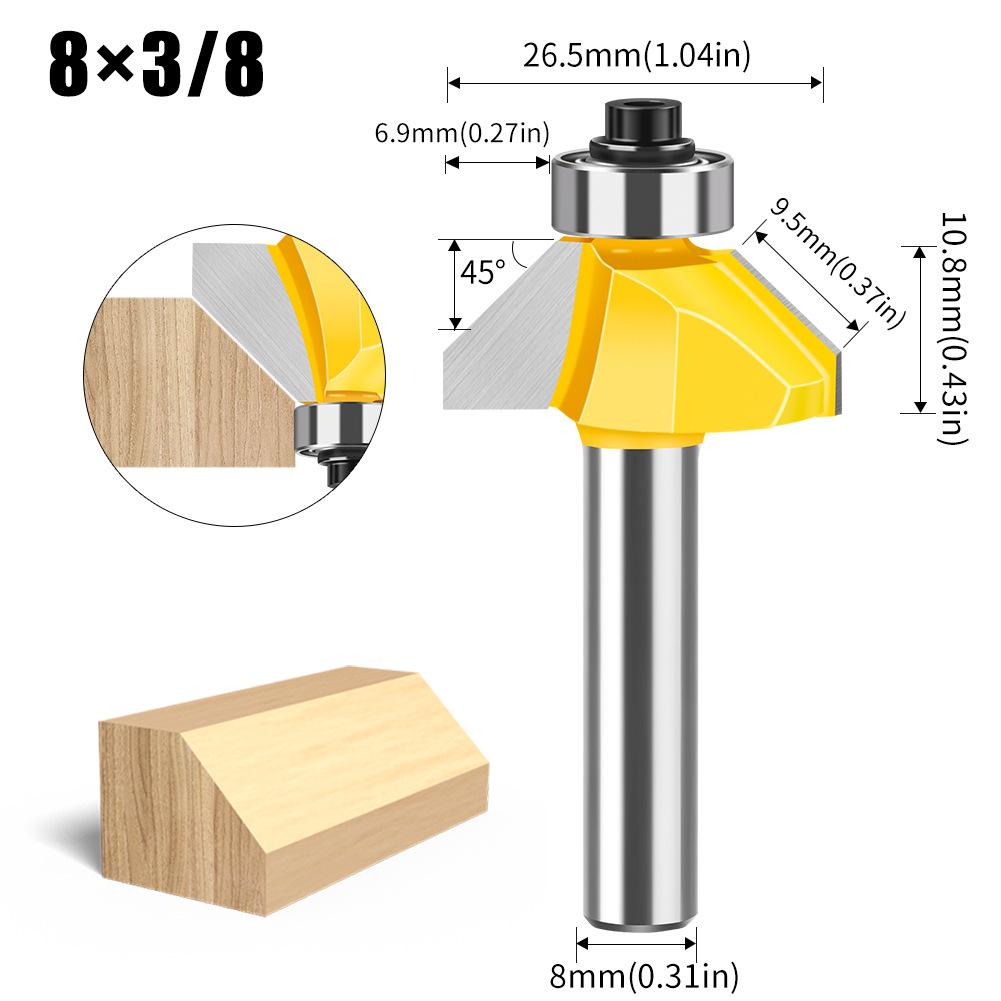 8 Handle 45 Degree Oblique Angle Knife Woodworking Milling Cutter Trimming Machine Engraving Machine Cutter Head 45 Degree Chamfering Knife Chamfering
