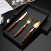 Edelstahl Steakmesser, Gabel, Löffel, Essstäbchen, Guter Holzgriff, Geschirr-Geschenk, Küchengeschirr, Komplette Sets