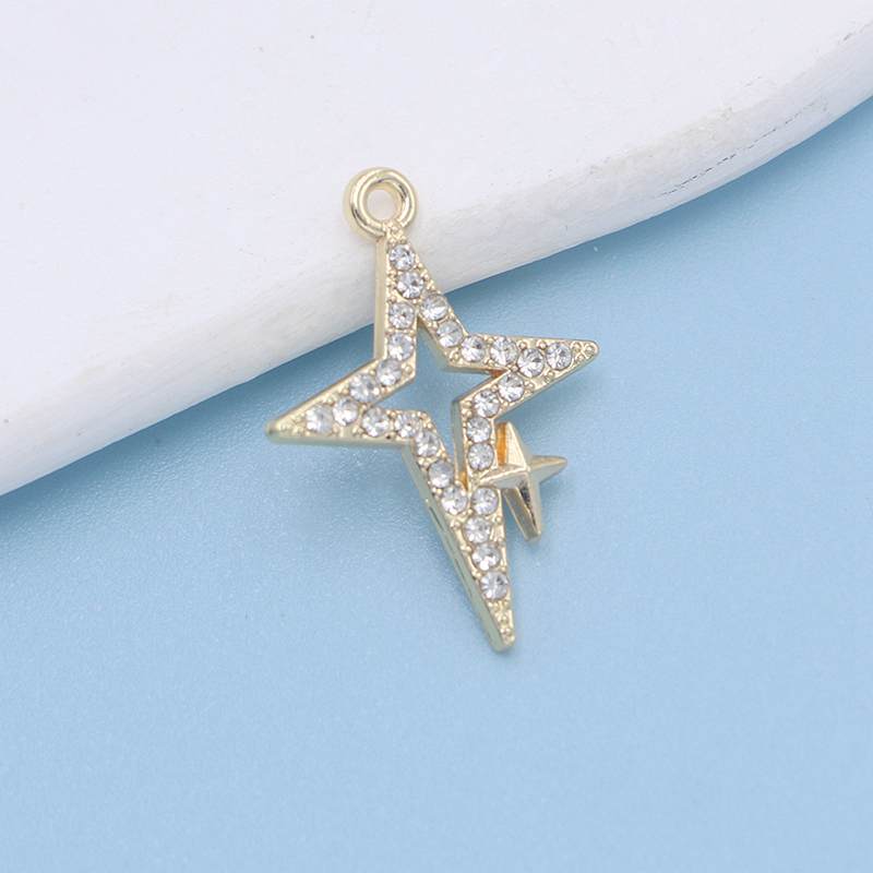 10Pcs Gold Plated Crystal Star Charm Pendant For Jewelry Making Bracelet Necklace Diy Earrings Accessories Craft