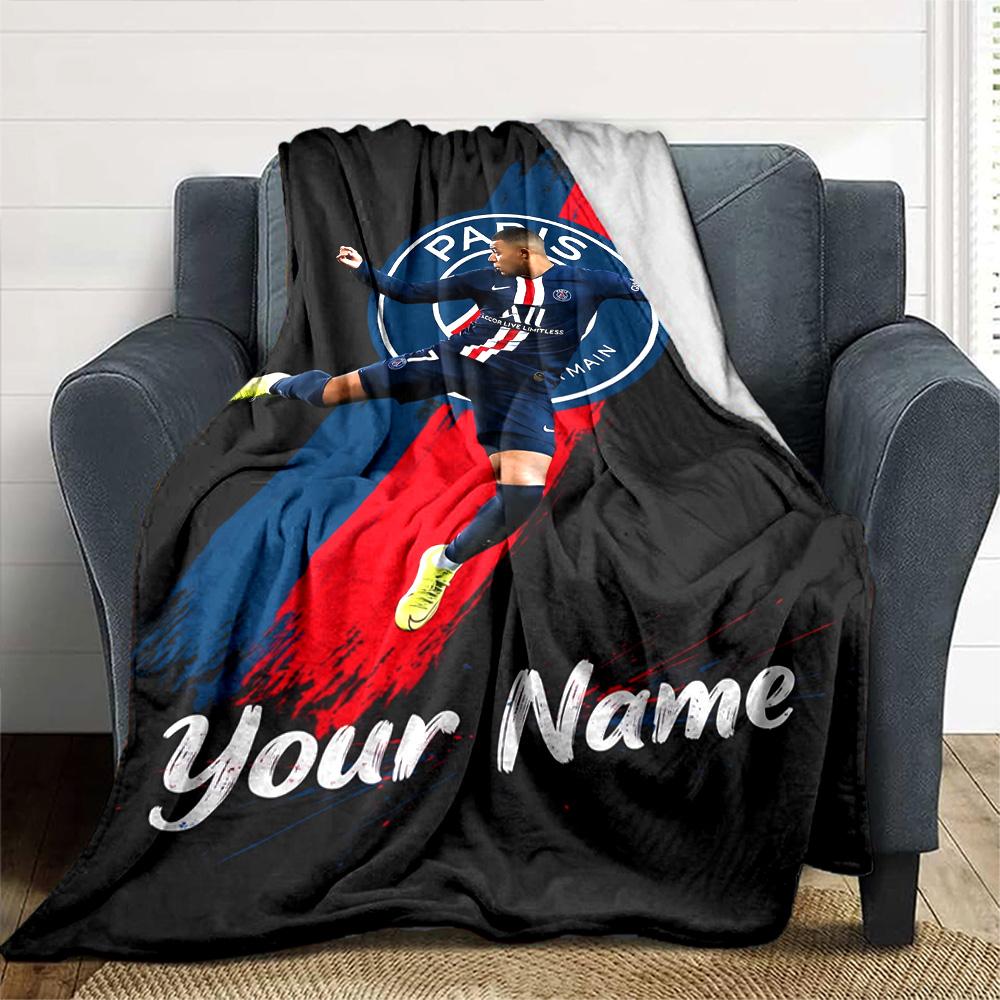 Mbappé Personalized Name Blanket Cozy Customizable Blanket Comfortable Perfect for Picnics Bedding Office Chair Office for All Occasions