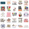 50PCS Book Reading Stickers Set for Water Bottles Laptops DIY Scrapbooking Car Decals Waterproof Cartoon Character Decorative Stickers