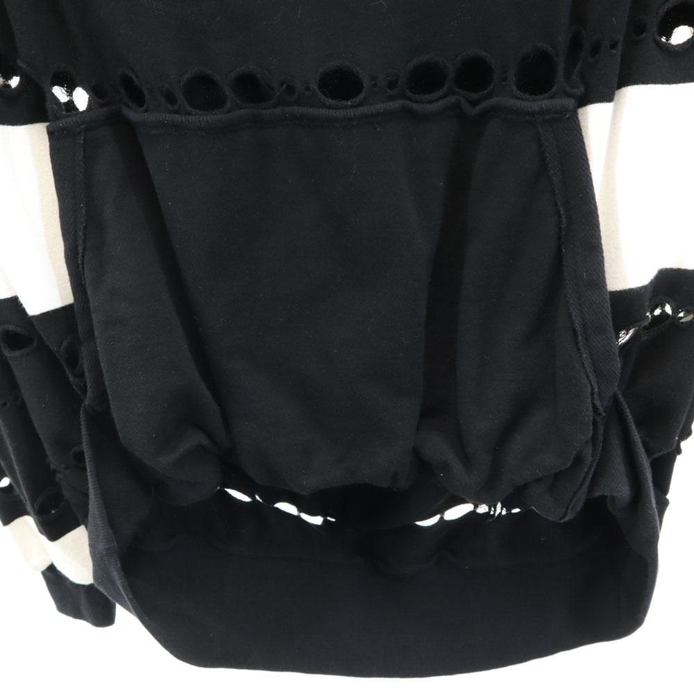 Ground Y hecho en Japón Sudadera con capucha con patrón de rayas 3 negro Youji Yamamoto Hombre Usado